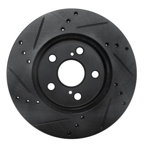 Toyota Corolla Brake Rotor (1) - Front Right - R1 Concepts - Drilled & Slotted - Black - `16-`22